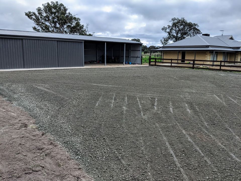 Large parking area and shed access at Flaxman Valley